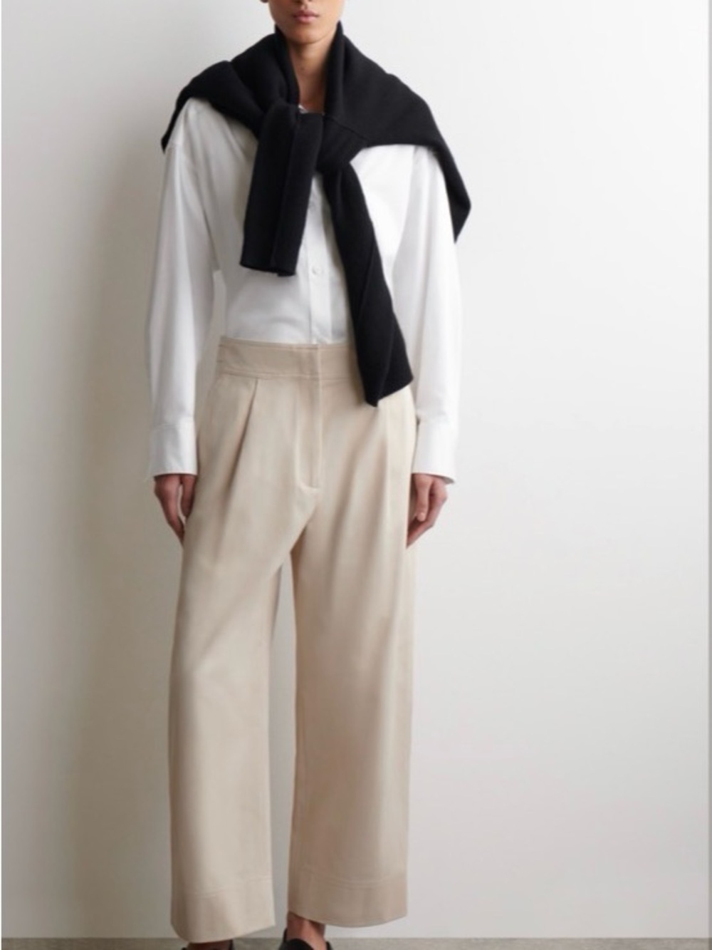 COS Cream Cropped cotton balloon pants